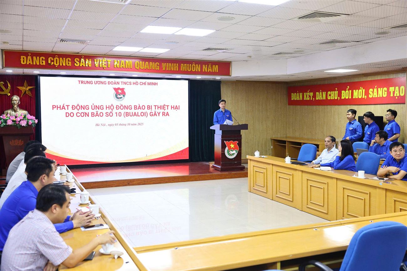 TW Đoàn TNCS Hồ Chí Minh phát động ủng hộ đồng bào chịu ảnh hưởng bão số 10