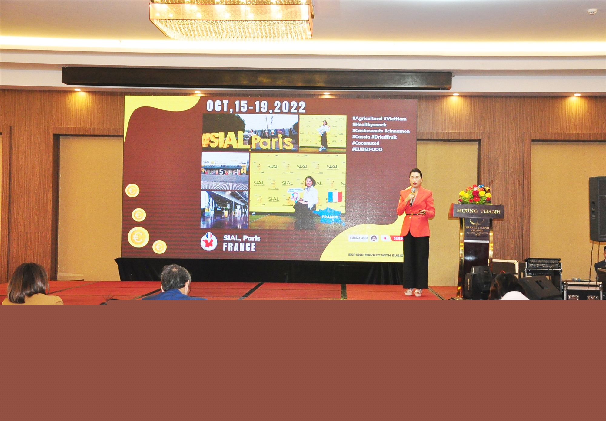 Bà Nguyễn Thị Thanh Hoa - Giám đốc Công ty CP EUBIZ Việt Nam trình bày tham luận tại diễn đàn. Ảnh: V.A