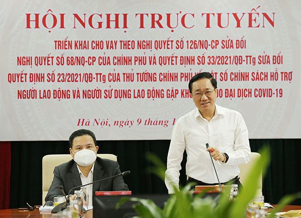 NHCSXH- Hội nghị trực tuyến triển khai chính sách hỗ trợ người sử dụng lao động vay vốn để trả lương ngừng việc và trả lương phục hồi sản xuất đối với người lao động