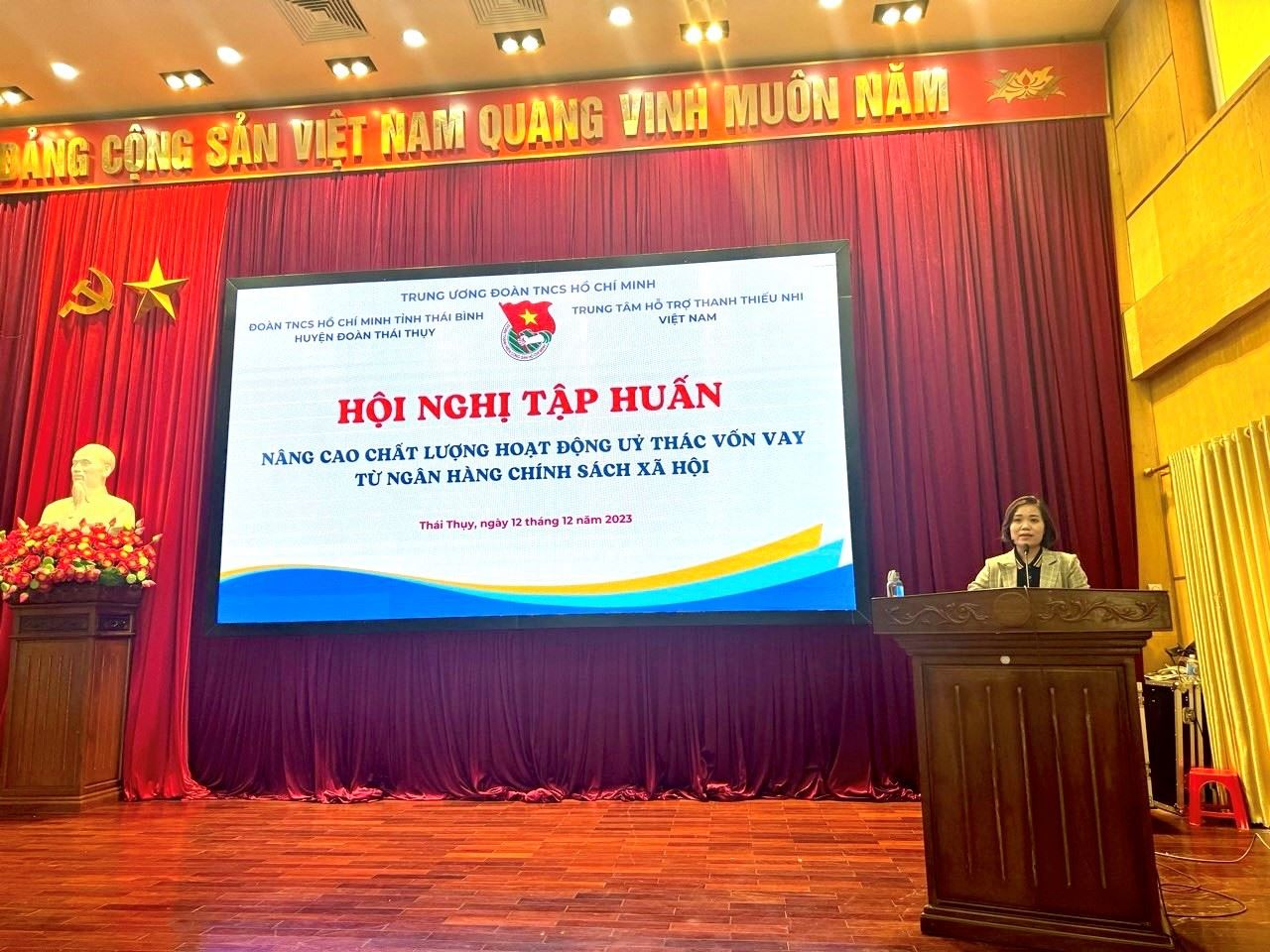 Hội nghị tập huấn nâng cao chất lượng hoạt động ủy thác vốn vay từ Ngân hàng Chính sách xã hội năm 2023 tại huyện Thái Thuy, tỉnh Thái Bình