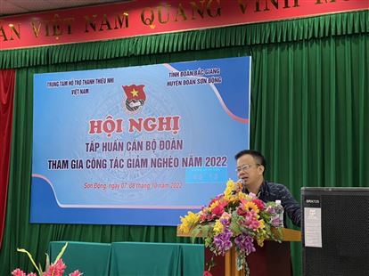 Hội nghị tập huấn cán bộ Đoàn tham gia công tác giảm nghèo năm 2022 tại huyện Sơn Động, tỉnh Bắc Giang.
