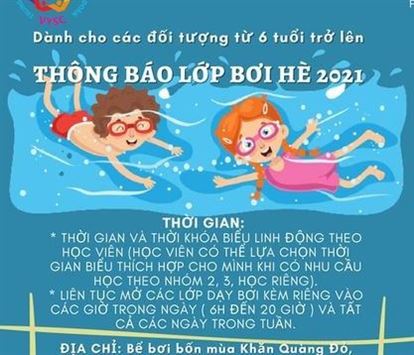 Thông báo lớp bơi hè 2021