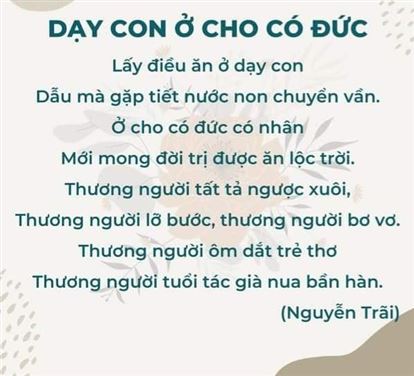 HỌC CÁCH DẠY CON KHIÊM NHƯỜNG, SỐNG BIẾT ĐIỀU 