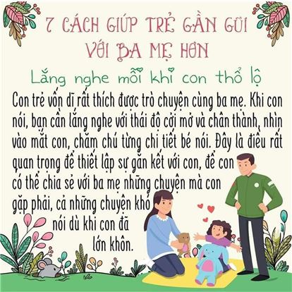 7 CÁCH GIÚP TRẺ GẦN GŨI VỚI BA MẸ